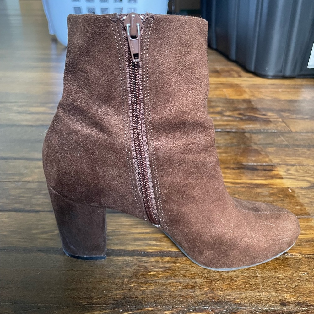 Brown Suede Block Heels